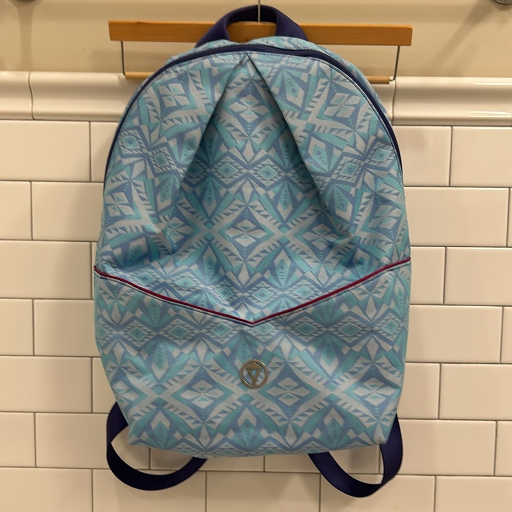 Ivivva by Lululemon Blue Pattern Padded Backpack with Pink Interior